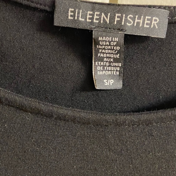 Eileen Fisher Black Midi Dress Long Sleeve Mesh Trim Small - Picture 9 of 10